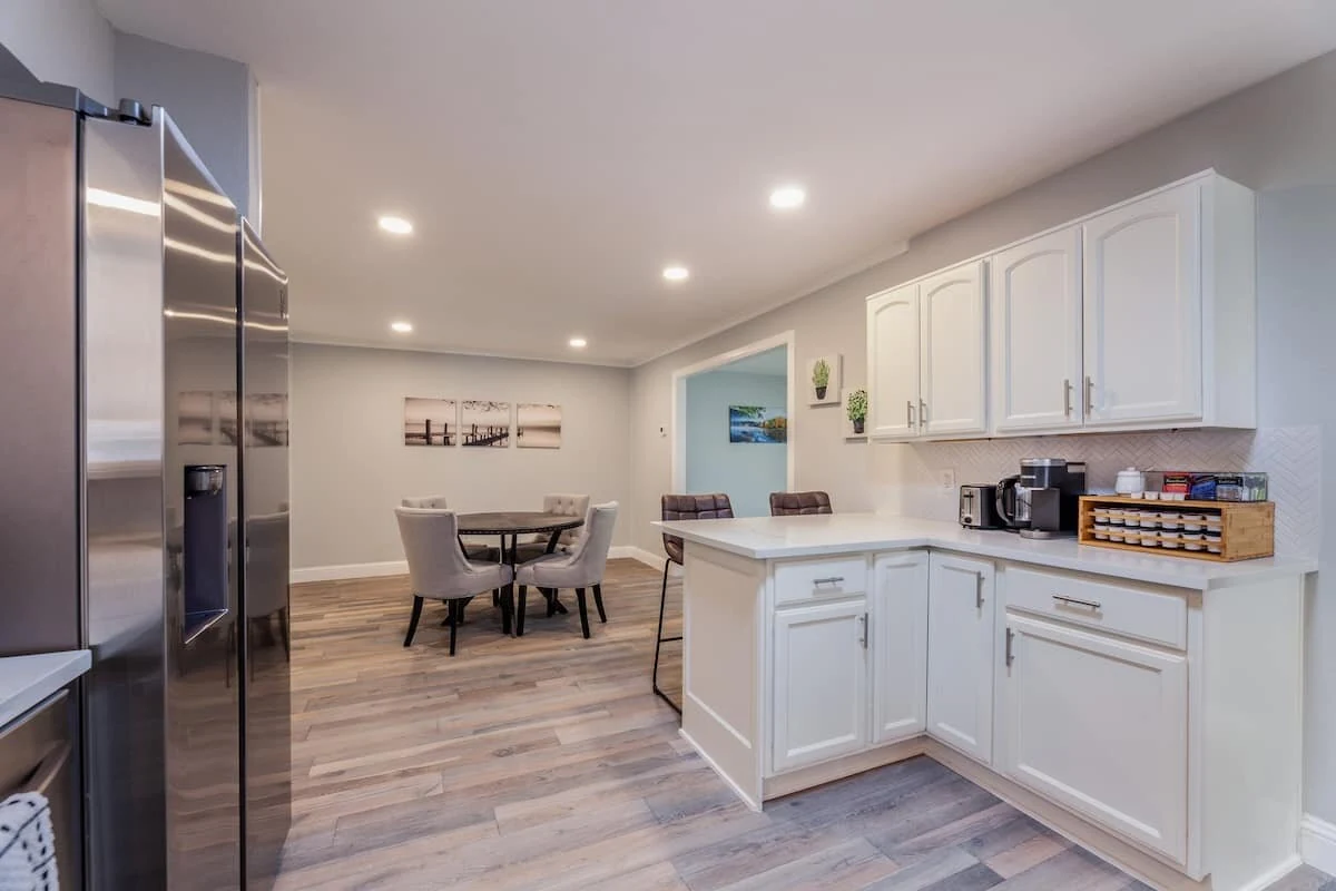 Airbnb setup, itemized furnishing spreadsheet, and property interior staging